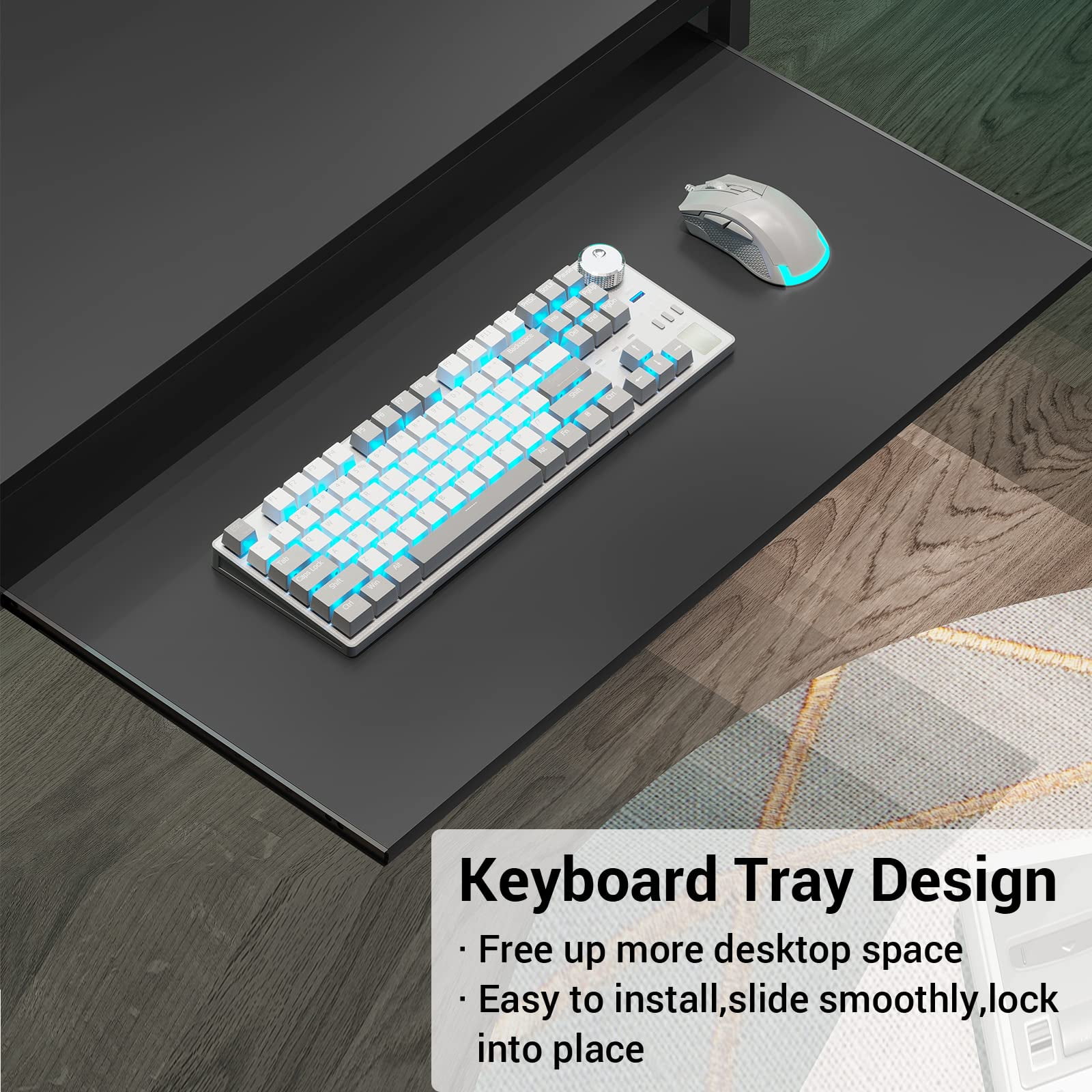 L-Shaped Computer Desk with LED Lights&Power Outlets Reversible Gaming Desk with Storage Shelves&Pegboard&Keyboard Tray for Office/Home, Black