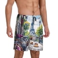 thumbnail image 2 of Xecao Parisian Cafe With Eiffel Print Men's Sleepwear Shorts Pajama Bottom Lounge Short ,Nightwear with Convenient Pockets for Relaxed Home Wear-XX-Large, 2 of 6