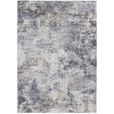 Better Homes & Gardens 5' x7' Grey Beige Abstract Machine Washable Faux Fur Indoor Area Rug