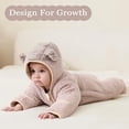 thumbnail image 4 of CUZIBR Baby Toddler Girls Romper Outfit Suit Solid Color Long Sleeve Full Zip Up Fuzzy Hooded Jumpsuit Footies Kids Boys One Piece Winter Thermal Warm Snowsuit Clothes Bodysuit,Light Gray,3-6 Months, 4 of 9