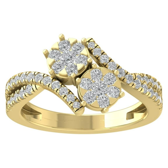 ARAIYA FINE JEWELRY 10K Yellow Gold Lab Grown Diamond Bypass Band Ring (3/4 cttw, D-F Color, VS Clarity), Size 7