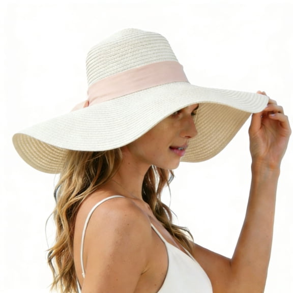 Iyufng Women's Straw Hat Outdoor Summer Wide Brim Sun Hat Bow Accessory Beach Breathable Hat