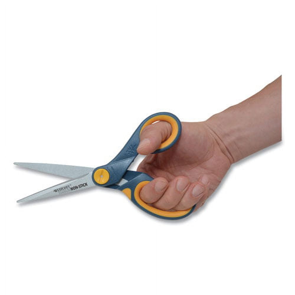 Non-Stick Titanium Bonded Scissors, 8" Long, 3.25" Cut Length, Gray/yellow Straight Handle | Bundle of 10 Each