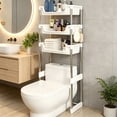 thumbnail image 4 of Multi-Layer Toilet Storage Rack - No Drill Bathroom Organizer, Metal Shelf for Toiletries, Clean & Tidy Space Above Toilet, Sturdy & Waterproof, Ideal for Towels, Shampoo, Plants White B, 4 of 6