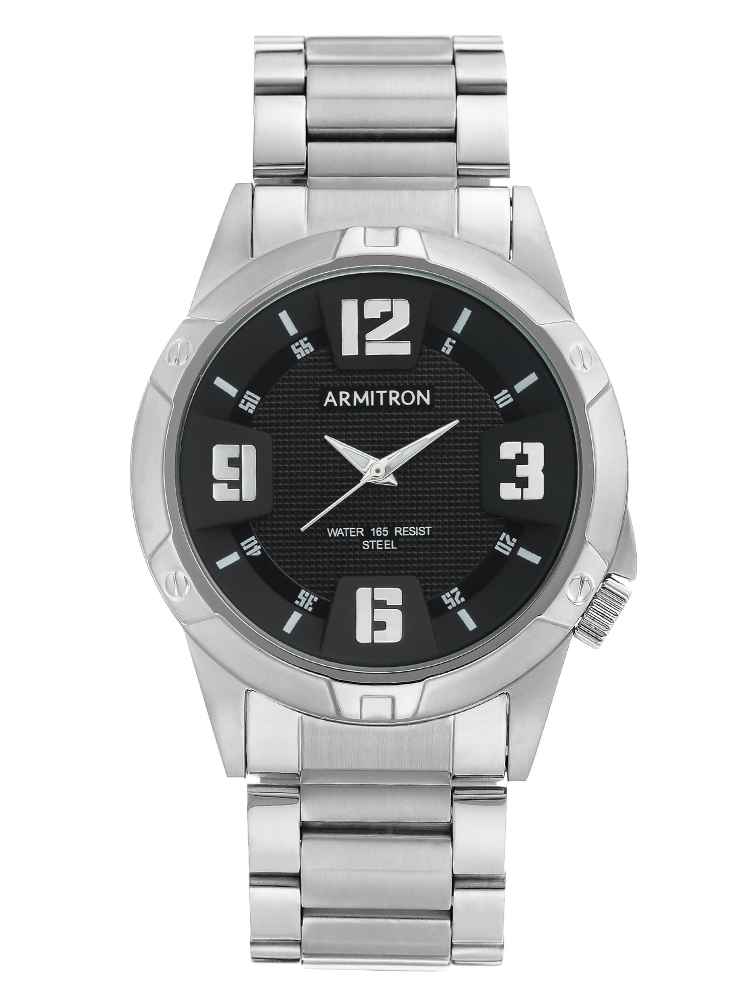 Armitron Men's Silver-Tone and Black Round Dress Watch - Walmart.com