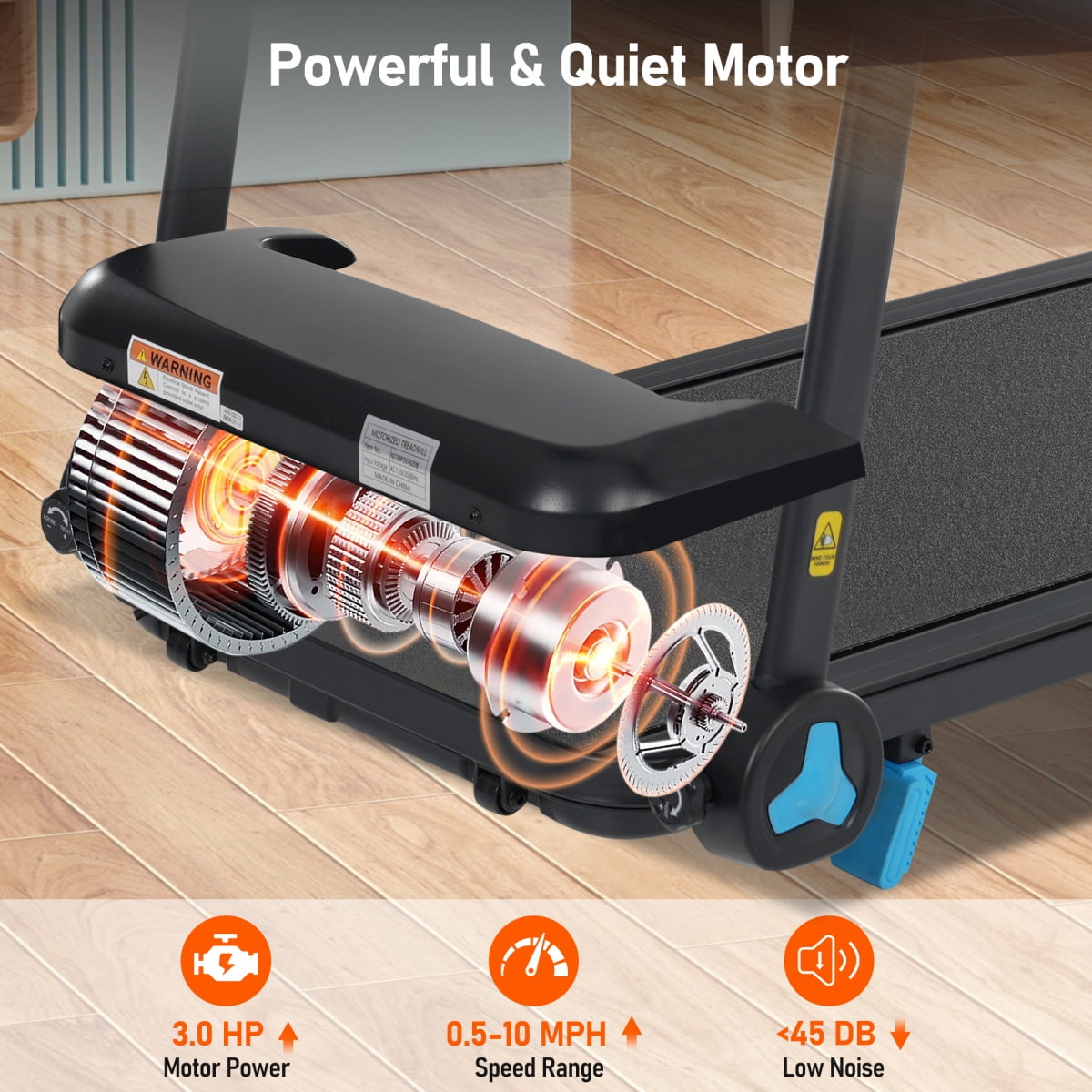 Foldable Treadmill with Incline, Exercise Equipment Treadmills with Multi-function Console, 3.0HP Portable Treadmill with 300 LBS Weight Capacity for Home Office