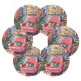 thumbnail image 7 of Yayeee 6 PCS Drink Coasters with Holder Set Woven Absorbent Round Tabletop Hot Pad, Art Cat, 7 of 7