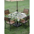 thumbnail image 3 of St. Patrick's Day Outdoor Tablecloth - 54x54 Inch Square Dining Table Cover, Green Shamrock Gnomes Gold Coin Spring Waterproof Outdoor Table Cloth with Umbrella Hole & Zipper for Picnic/Patio/Party, 3 of 7