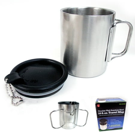 Travel Coffee Mug Stainless Steel Lid Tea Drink Tea Cup Handle Double Wall 10