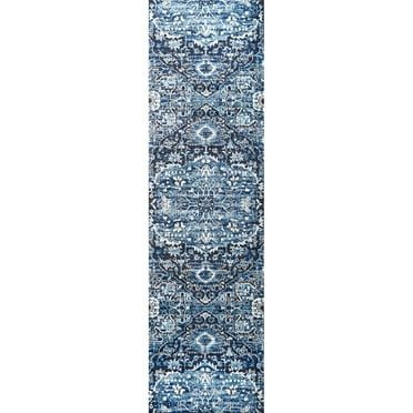 Alora Decor Swagger 2'3" x 7'7" Medallion Lt. Blue/Medium Blue/Dk Blue Area Rug