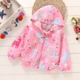 thumbnail image 2 of Ingzy Kids Girls Cartoon Zip Hooded Jacket Spring Fall Light Windbreaker Toddler Outwear, 2 of 3