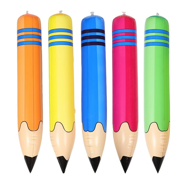 5 lápices inflables gigantes de juguete, bolígrafo inflable grande, ideal para decorar fiestas de regreso a clases en jardín de infantes.