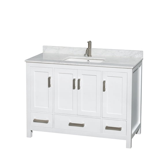 Wyndham Collection Sheffield 48" Marble Single Bathroom Vanity in Chrome/White