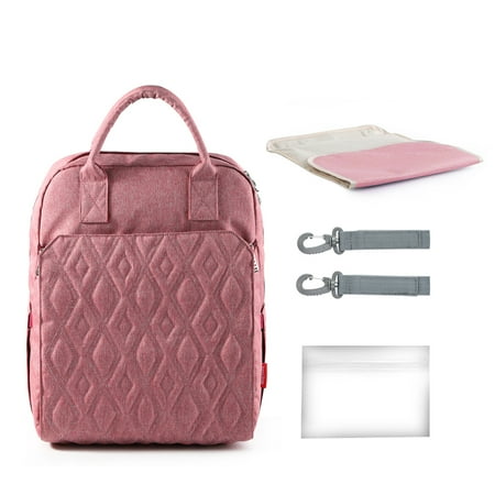 Diaper Bag Backpack Large Capacity Multi Function Waterproof Polyester Baby Clothes Ny Milk Powder Bottle Travelling Storage With 6