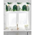 thumbnail image 2 of Boho Green Leaves Linen Curtain Valance for Bedroom/Bathroom/Kitchen/Office/Living/Dining Room Window,Tropical Palm Leaf Sun Modern White Rod Pocket Topper Decorative Cafe Drapes Panel 54"x18", 2 of 6