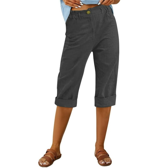 Hamky Linen Pants Lounge Pants Women Womens Linen Back Trousers Casual Elastic Pants Drawstring Cotton Pants Waist Pants Baggy Pants Jeans for Women Trendy Dark Gray XXL