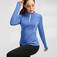 thumbnail image 6 of YYDGH Women Long Sleeve Shirts Sun Protection Summer Fall Quick Dry Hiking Shirts Quarter Zipper Pullover Running Athletic Tops Light Blue XXL, 6 of 9