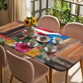 thumbnail image 3 of Puerto Rico Flag Table Cloths for 3 Foot Rectangle Tables, Farmhouse Retro Flowers American Flags Patio Waterproof Elastic Fitted Tablecloths, Washable Rectangular Table Cover for Camping, 3 of 8