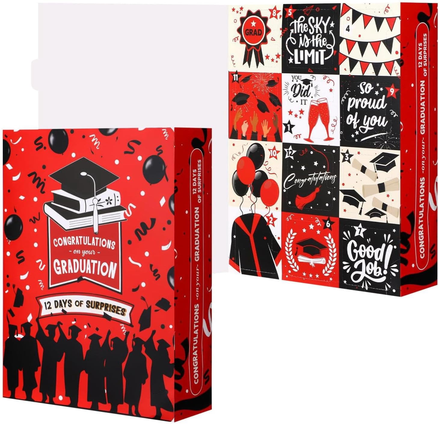 Graduation Memory Box, DIY Keepsake Storage Case for Diploma, Cap, Tassel, Photos & Mementos, Red
