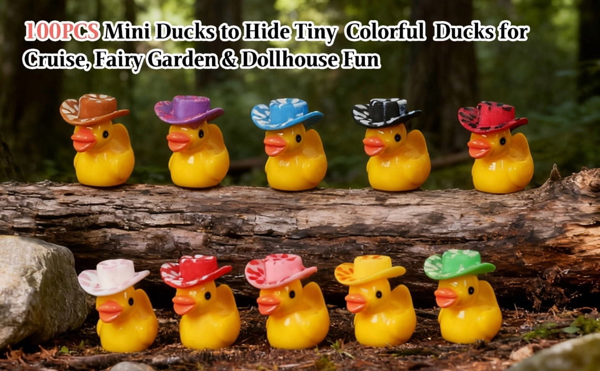 100 Pack Multicolor Mini Resin Ducks to Hide, 35 Unique Styles Solid Little Ducks, Tiny Miniature Duck Figures Bulk for Fairy Garden, Dollhouse, Terrarium, Potted Plants & Micro Landscape Decor