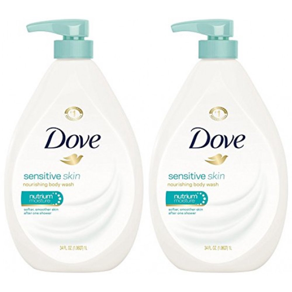 dove body wash, sensitive skin pump, 34 ounce (pack of 2)