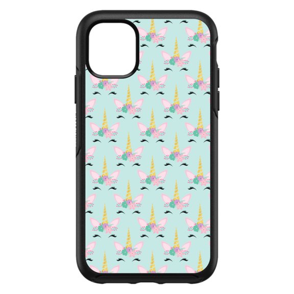 DistinctInk Custom SKIN / DECAL compatible with OtterBox Symmetry for iPhone 11 Pro (5.8" Screen) - Pastel Unicorn Pattern - Teal Pink Purple