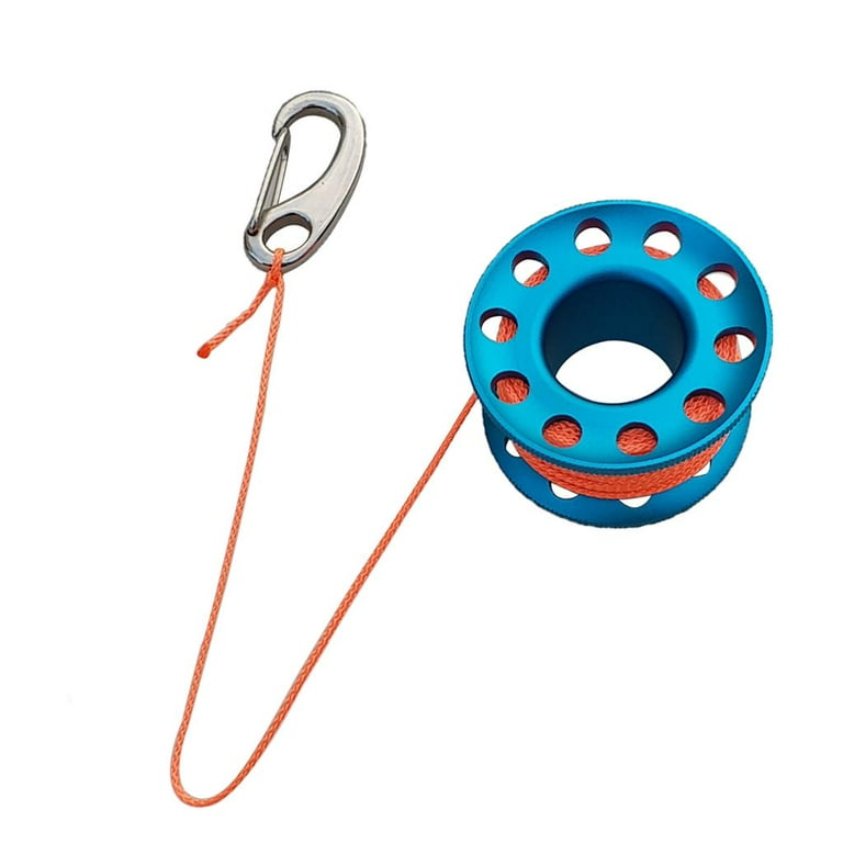 Small Compact Finger Spool, Scuba Diving Reel Line Holder & Stainless Steel  Spring Hook Safety Gear Equipment - Select Colors Blue