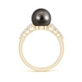 thumbnail image 2 of ANGARA Tahitian Cultured Pearl Ring with Graduated Diamonds in 14K Yellow Gold for Women | June Birthstone, Birthday, Anniversary, Jewelry Gift for Women | Pearl Ring, 2 of 9