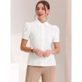 thumbnail image 2 of Camisa abotonada Allegra K de Trabajo con Cuello Vuelto y Manga Farol Blanco XS, 2 of 5
