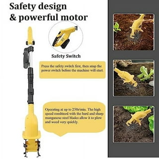 Miumaeov Cordless Tiller Cultivator, 20V 250RPM Electric Tiller with Telescopic Rod, 3.9inch Wide Battery Powered Garden Cultivator for Lawn, Yard