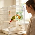 thumbnail image 4 of Bird Cage Mirror Toy with Rotating Bell Beads Interactive Parrot Chewing Toy Bird Playground Easy Mount Hanging Parrot Cage Accessory for Budgies Lovebirds Conures Cockatiels, 4 of 4