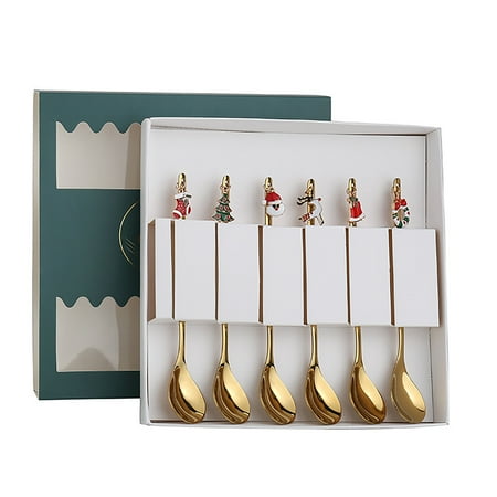 

Ycolew Kitchen Gadgets Cooker 6pcs Stainless Steel Coffee Spoon Fruit Merry Christmas Ornaments Soup Teaspoons Mixing Stirrer Kitchen Tableware Home & Kitchen Clearance