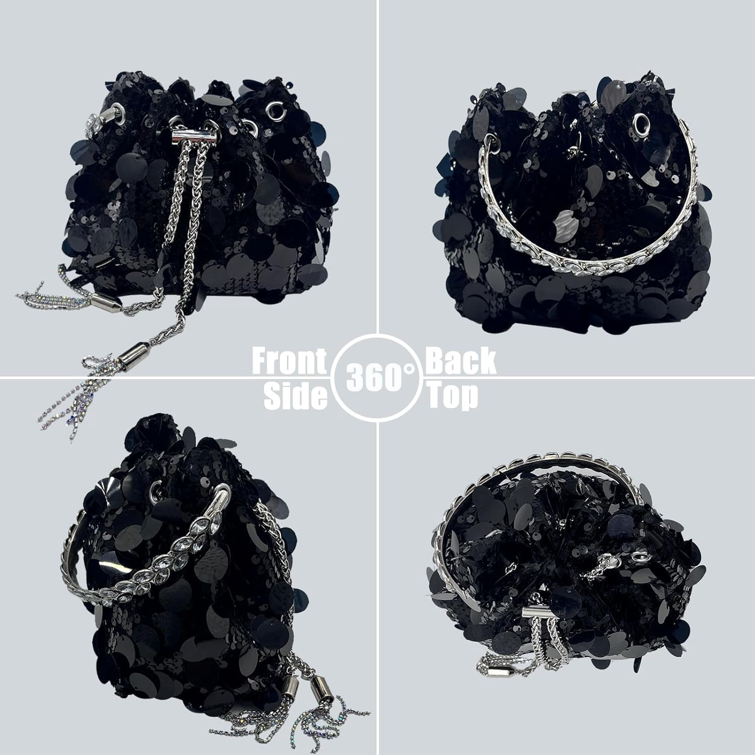 Sparkly Sequin Evening Handbags Purse for Women Glitter Clutch Crossbody Bag for Evening Wedding Party Prom