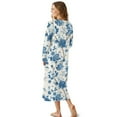 thumbnail image 2 of SEANATIVE Women's Sleepshirt Cozy Button Front Nightgown Soft Long Sleeve Indoor House Dress Full-Length Nightshirt Sleepwear for Bedroom Lounge, M, Flower Blue Cream White, 2 of 7