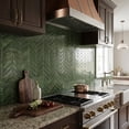 thumbnail image 5 of DEWOO 10 Sheets Herringbone Peel and Stick Backsplash, Thicker Rectangular Vinyl Stick-On Wall Tiles, 3D Adhesive Waterproof Wall Tiles for Kitchen, Bathroom, Living Room(Dark Green,12.6”x10”), 5 of 12