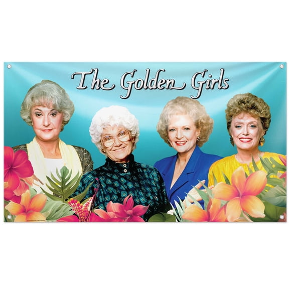 Prime Party Golden Girls Fabric Wall Banner, 5x3 Ft Polyester 80s Room Decor & Party Backdrop