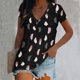 thumbnail image 2 of Blusa de camiseta con estampado de cuello en V de manga corta informal de verano a la moda para mujer Pompotops qwe24573, 2 of 5