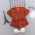 thumbnail image 2 of 2Pcs Toddler Baby Girls Leopard Print Summer Clothes Set, Uccdo Little Girl Casual Loose T-Shirt + Shorts Outfits 9M-7T, 2 of 8