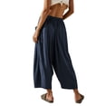 thumbnail image 3 of Women's Loose Wide Leg Pants Comfy Yoga Pants Casual Home Wear Cotton Pants Summer Capris For Women, 3 of 8