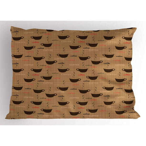 Coffee Pillow Sham Coffee Cups in Earthen Tones Fresh Espresso Latte