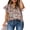 A Khaki, variant on EVALESS Boho Blouse for Woman Floral Printed V Neck Tunic Top Casual Ruffle Short Sleeve Drawstring Shirts Khaki S