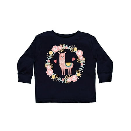 

Inktastic Llama Rose Flower Wreath Gift Toddler Toddler Girl Long Sleeve T-Shirt