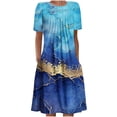 thumbnail image 2 of Robe Maxi pour Femmes Été Bohème à Imprimé à Manches Courtes Robe de Plage Robe Longueur Genou Robe à Manches Courtes en Liquidation, 2 of 5