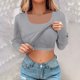 thumbnail image 2 of Sudadera con capucha para mujer,Suéter de cuello cuadrado para mujer, manga larga con acolchado en el pecho, poliéster elástico, ropa informal para el hogar, sopatenor, 2 of 9