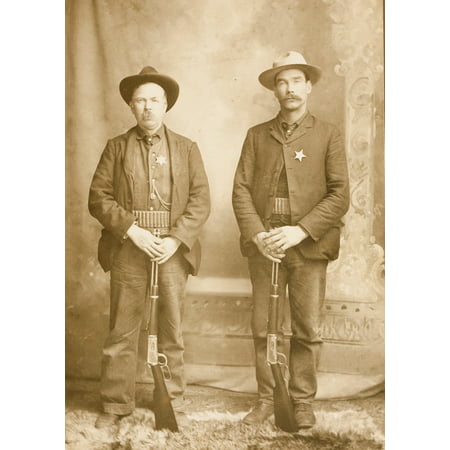 Mustachioed Lawmen Posing Proudly With Their Winchester Model 94 Lever-Action Rifles Each Wears A Cartridge Belt Around His Waist And A Shiny Star Pinned Over His Heart Poster Print by W H (Best Lever Action Cartridge)