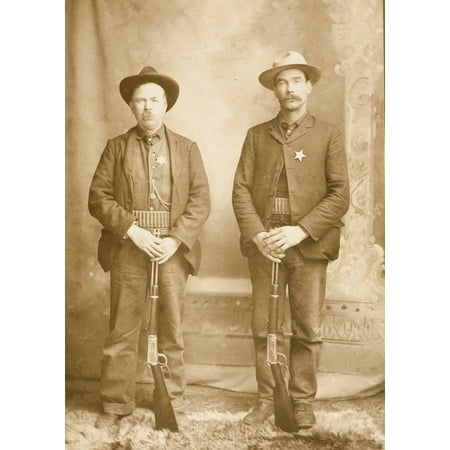 Winchester Model 94 Stock Mustachioed Lawmen Posing Proudly With Their Winchester Model 94 Lever-Action Rifles Each Wears A Cartridge Belt Around His Waist And A Shiny Star Pinned Over His Heart Poster Print by W H Wolverton ()