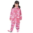 thumbnail image 3 of Children‘s Boys Girls Dinosaur Rainbow Printed Button Rain Jacket Hooded Windproof Raincoat, 3 of 7