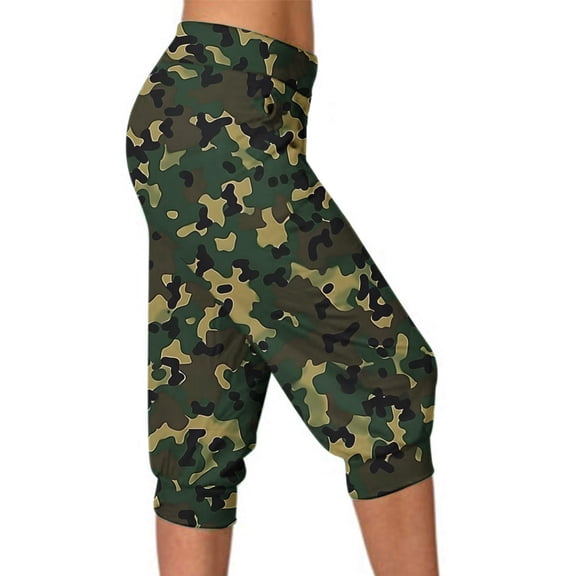LIBRCLO Capri Pants for Women 2026 Camouflage Soft High Waisted Pants with Pockets Outdoor Sports Workout Casual Trousers