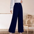 thumbnail image 5 of Favoffer Women's High Waist Suit Pants Solid Color Elastic Waist Straight Wide Leg Pocket Casual Work Trousers Business Office Bottom for Commute Travel, 5 of 7