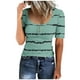 thumbnail image 1 of Blusas de Manga Corta para las Mujeres Cuello Redondo Botón Arriba Camiseta Suelta, Top de Algodón de Imitación Casual para Diario, 1 of 2